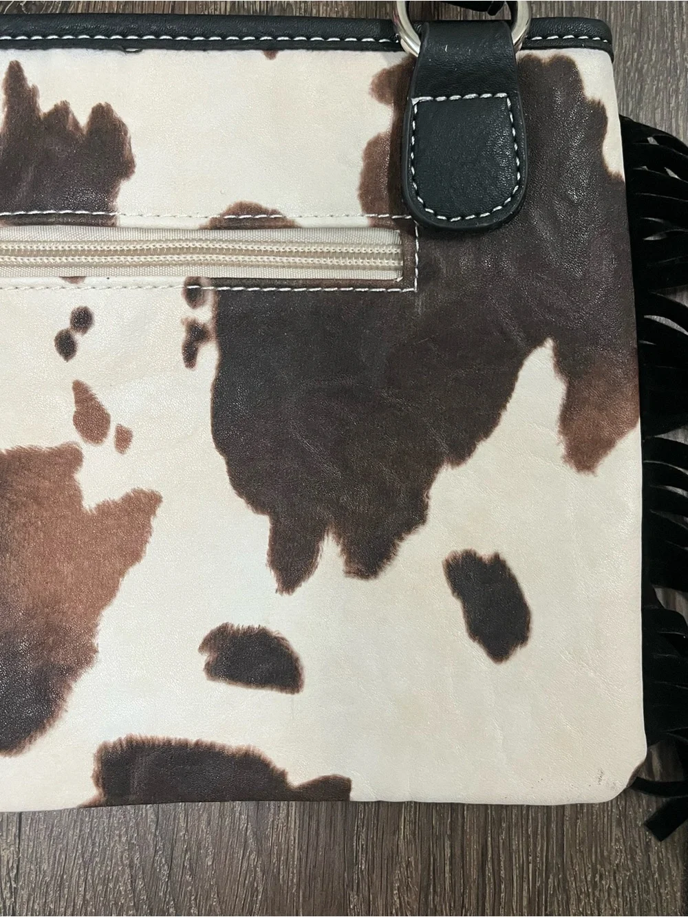 Western Cow Print Fringe Shoulder Bag | Cowboy Boot & Hat Purse | NWT